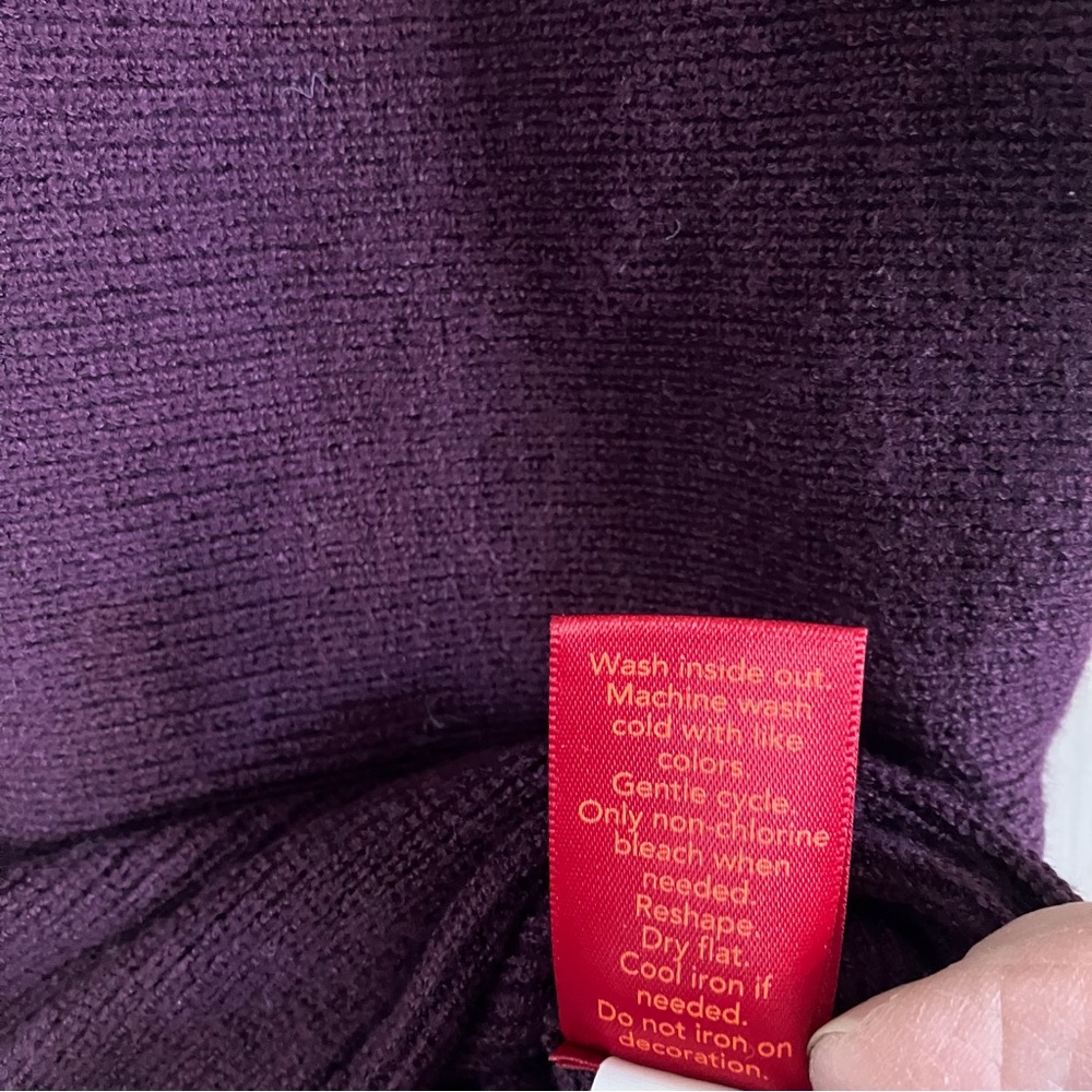 Jennifer Lopez Burgundy/Plum Sweater with Studded neckline Sz. L - Picture 7 of 9